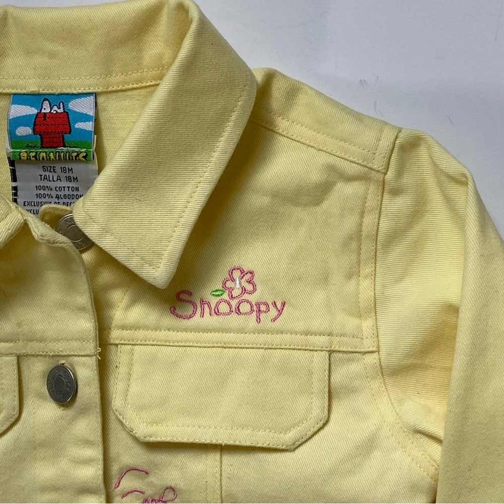 Snoopy Jacket Size 18 Months Vintage Yellow Pink EUC Girls Jean Y2K Peanuts